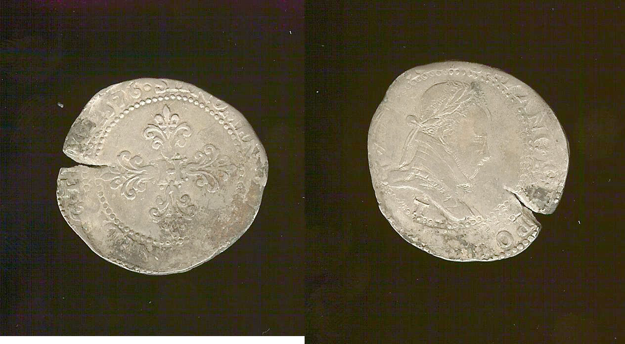 HENRI III Franc au col plat 1576 Nantes TTB